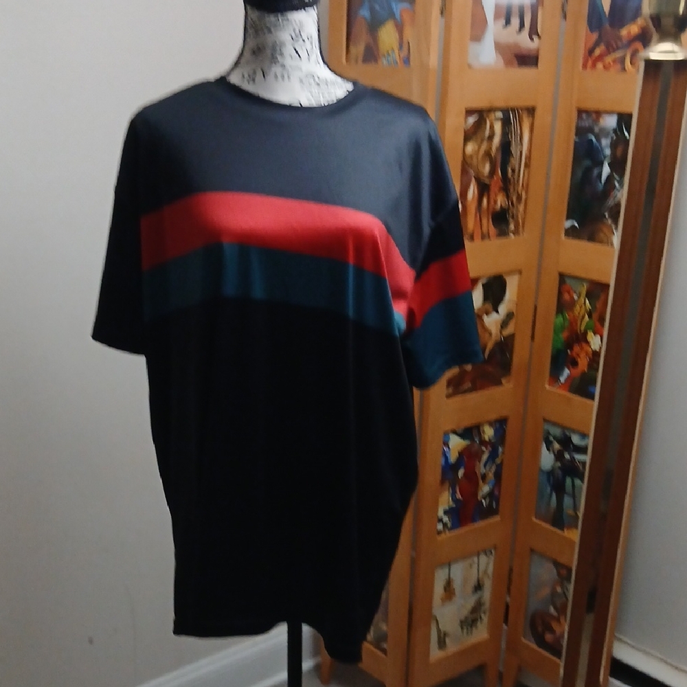 Unisex  Black and Red Striped Shirt Two-piece Set